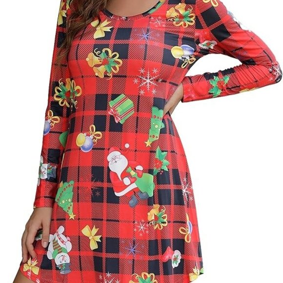 Long Sleeve Casual Funny Christmas Dress or Top Size Medium - Picture 1 of 8